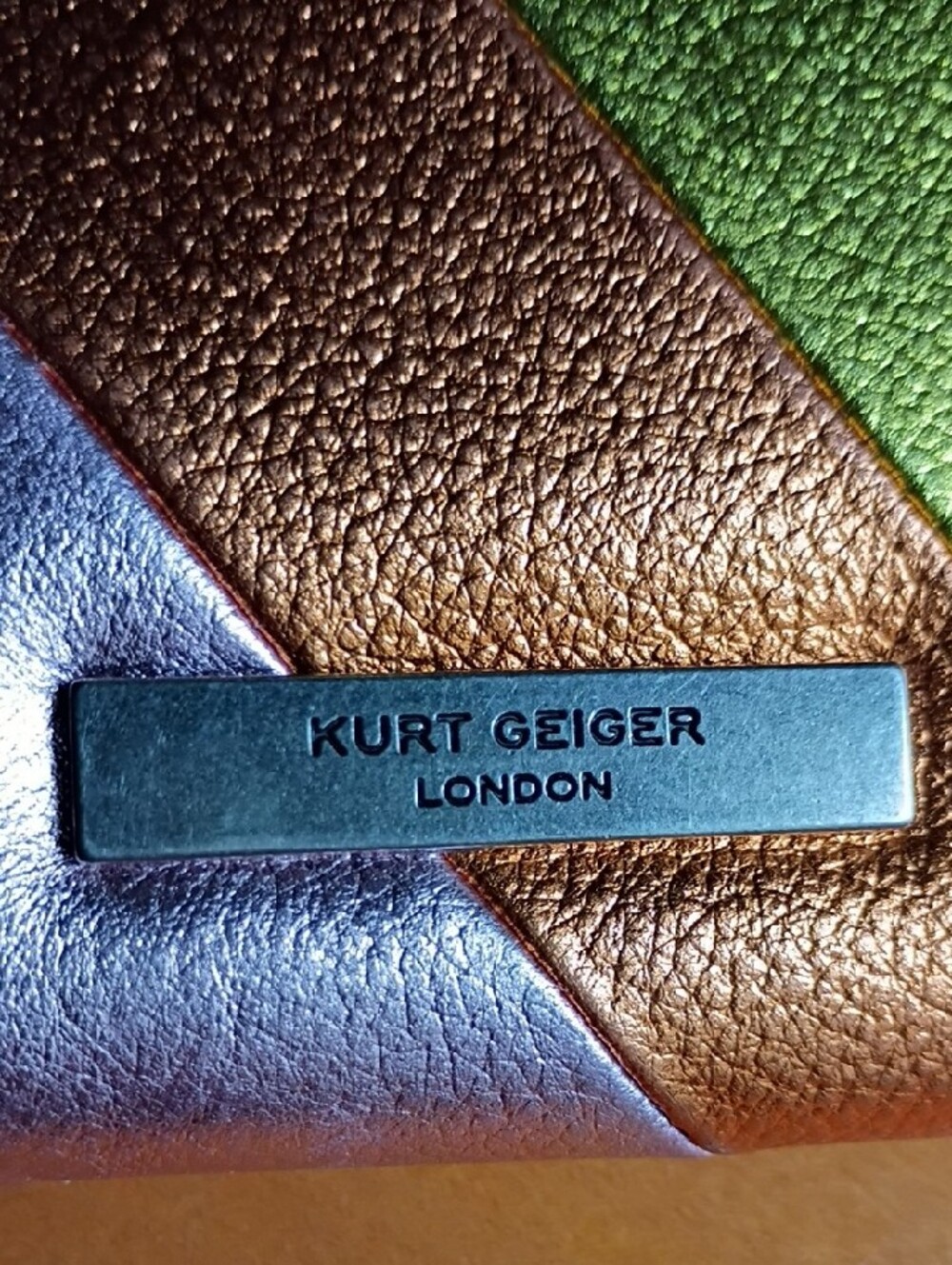 Kurt Geiger London Kensington Metallic Rainbow Stripe Crossbody Bag - Picture 2 of 10